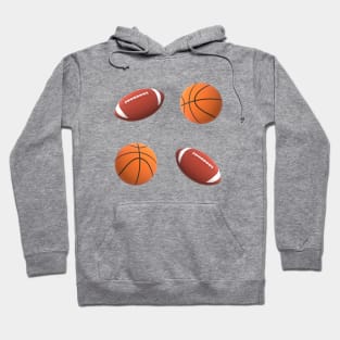 Footballs and Basketballs (Silver Gray Background) Hoodie